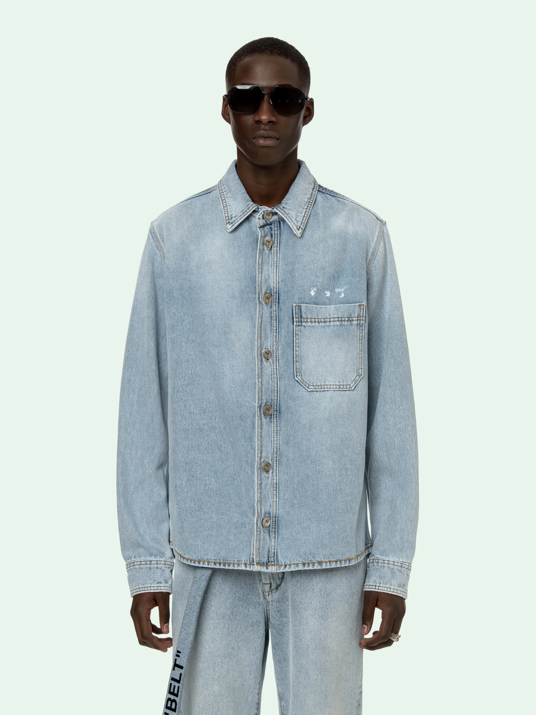 bleached denim shirt