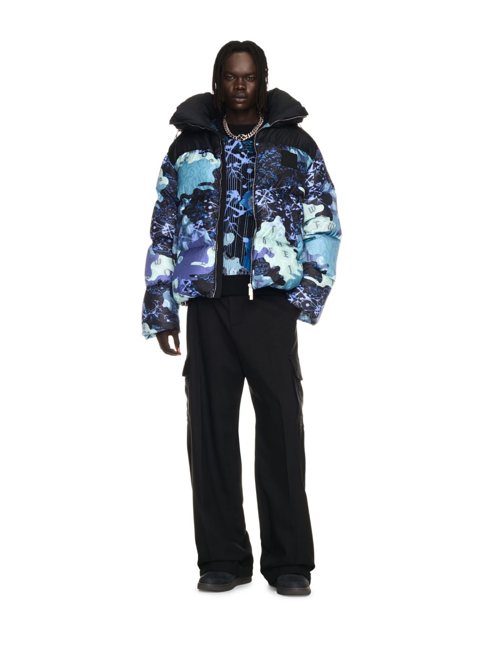 BLUE CAMO NYLON DOWN PUFFER in blue Off White Official US