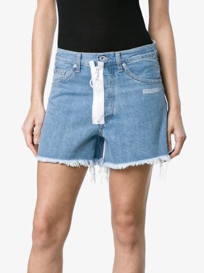 white blue jean shorts