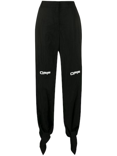 bow-hem logo print trousers | Off-White 