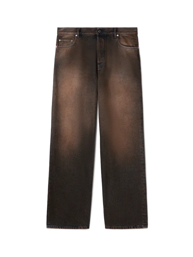 BROWN OVERDYED STRAIGHT JEANS