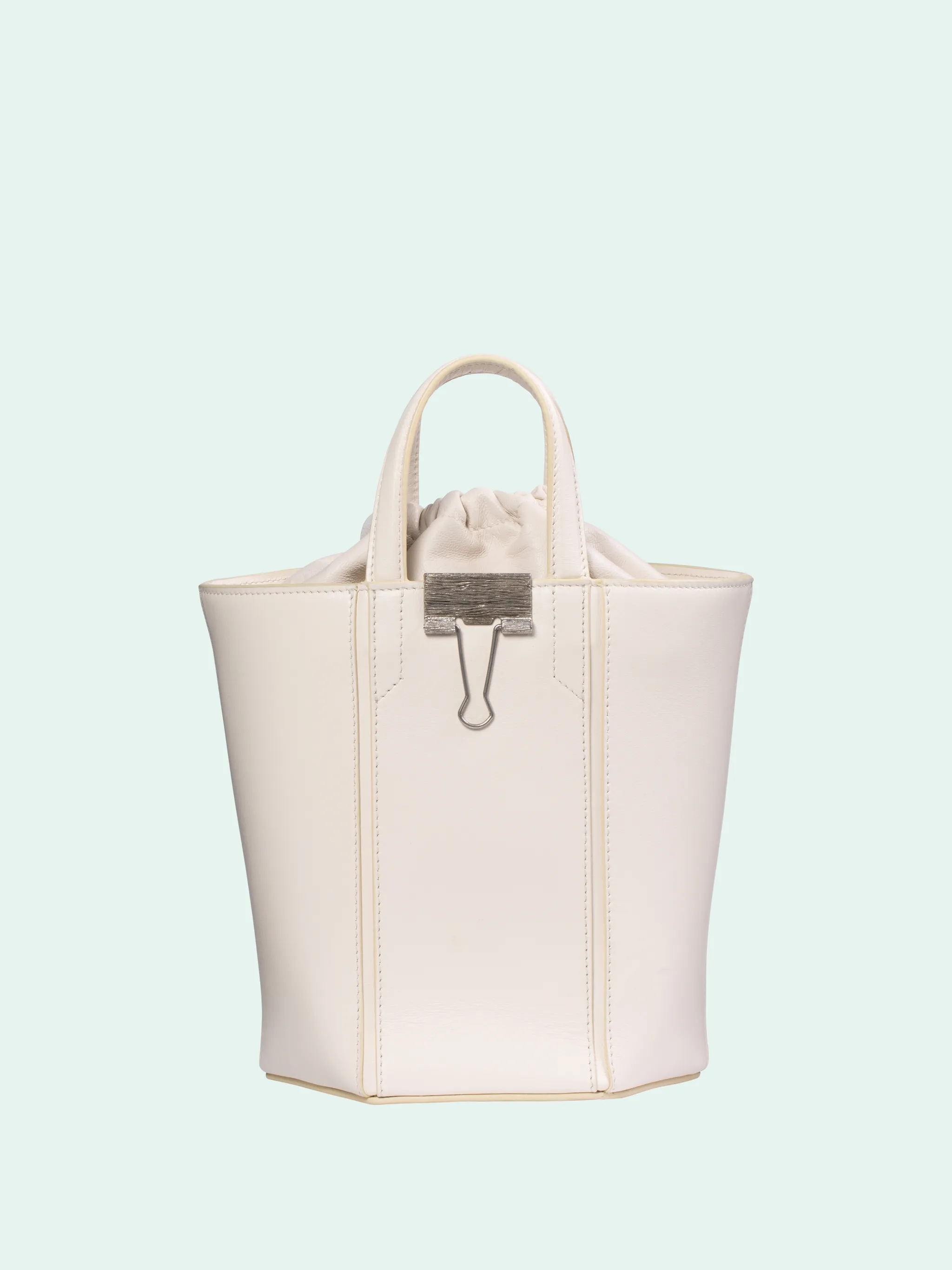 white bucket bag