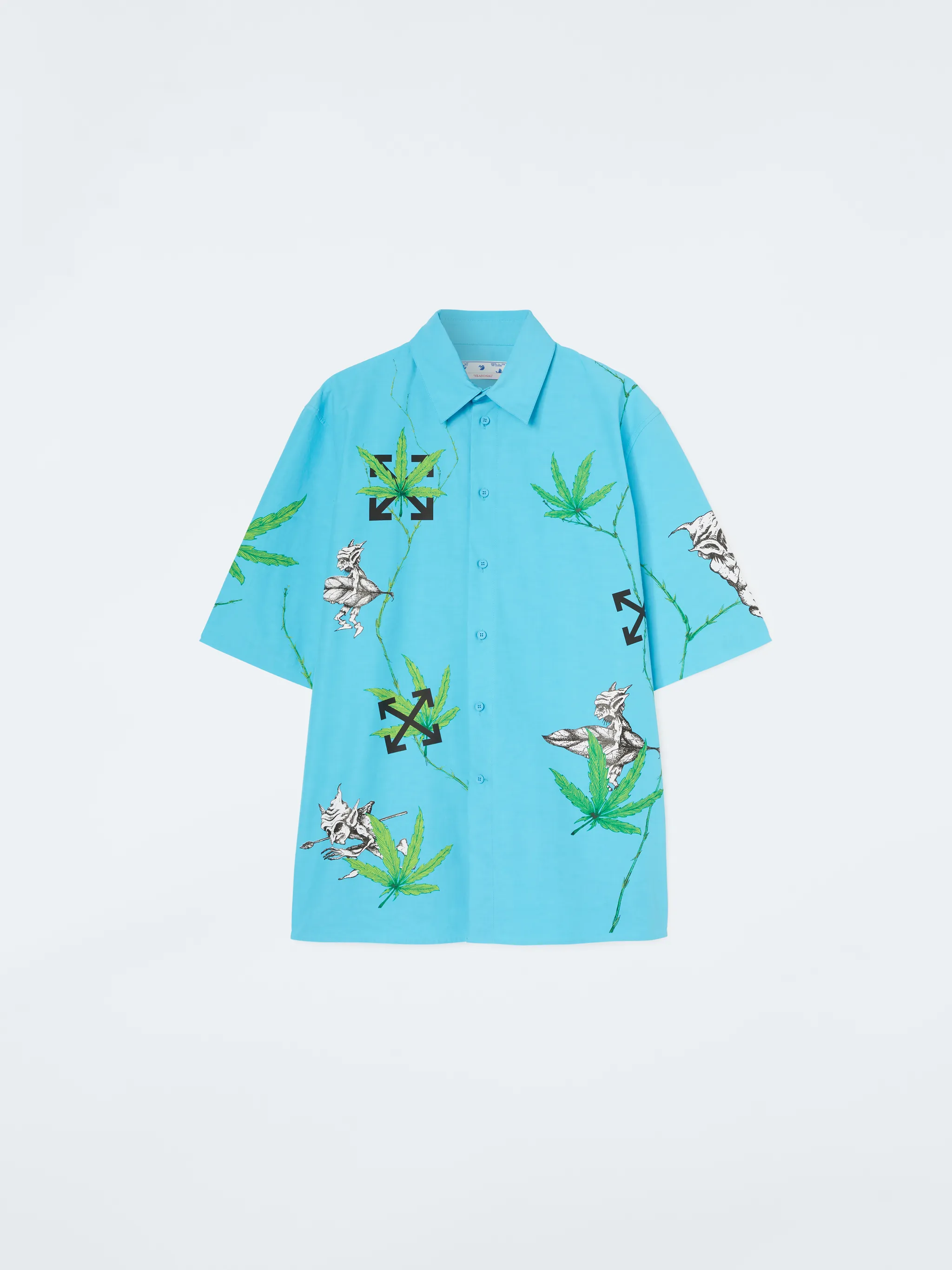 CAMICIA A MANICHE CORTE WEED OVERSIZE CIANO