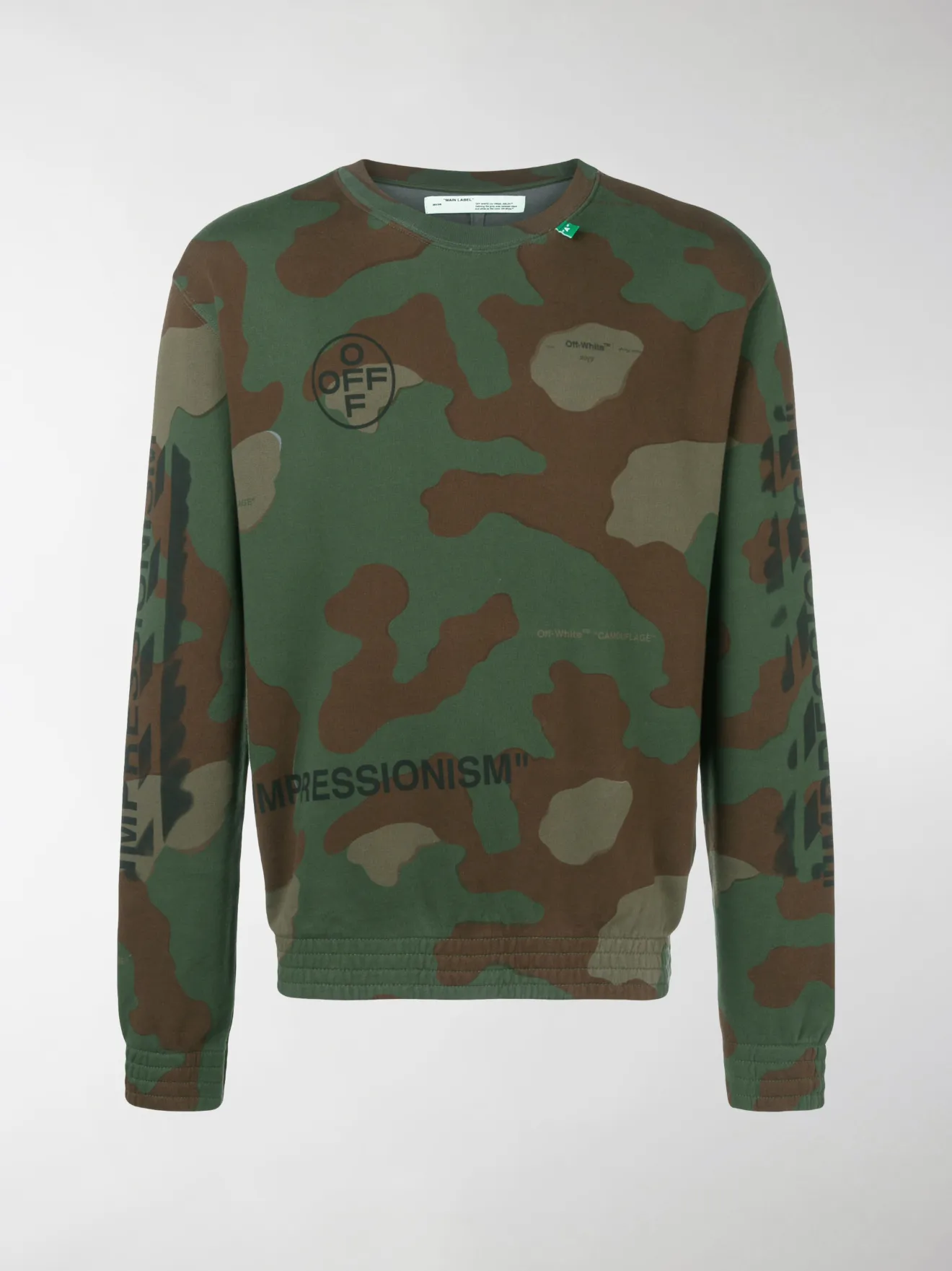 off white camo crewneck