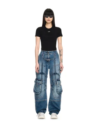 【関税&送料込】Off-White Oversized Cargo Jeans In Burnt Den Off-White Oversized cargo jeans in burnt denim - Leggings