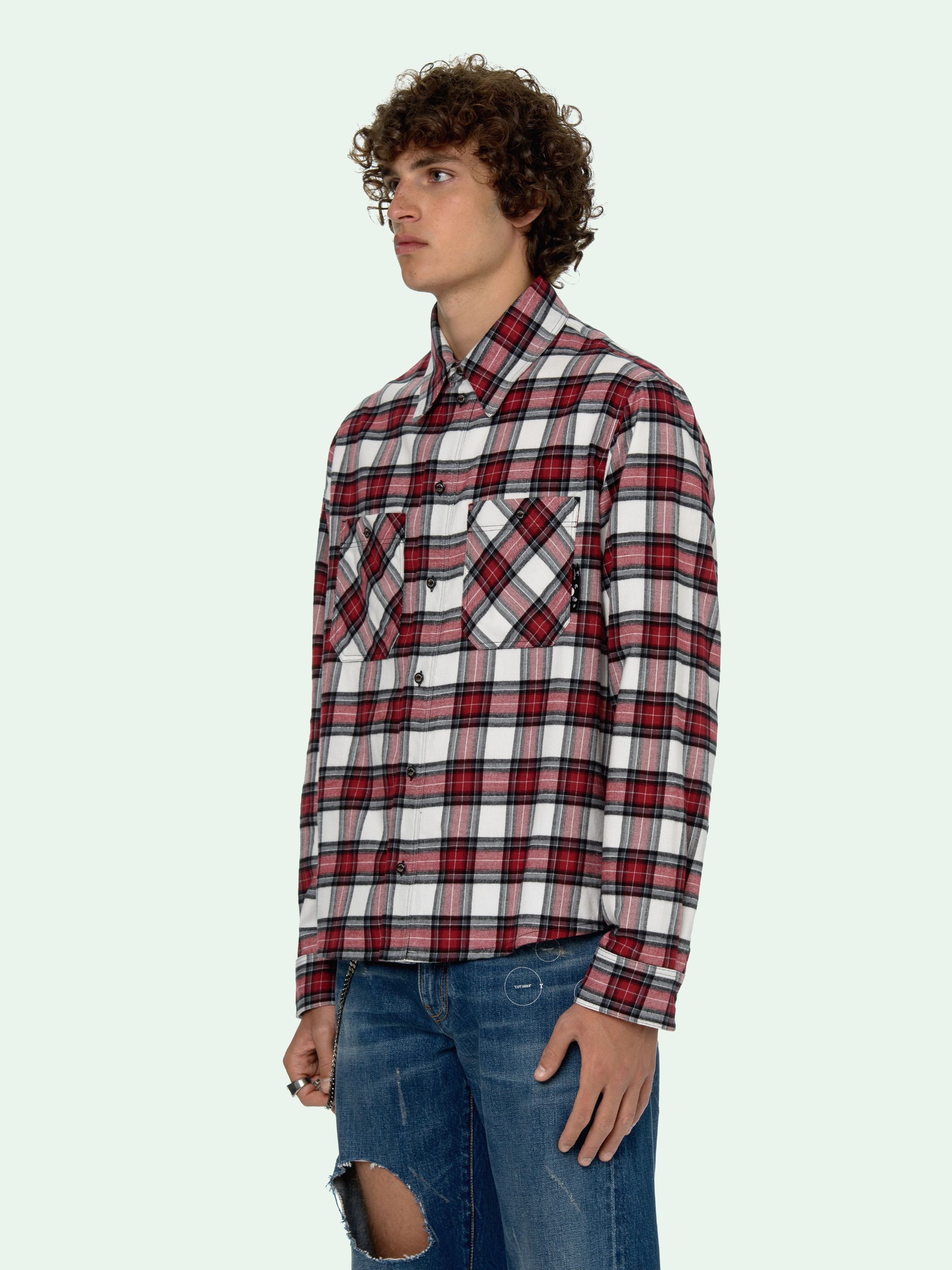 off white red check shirt