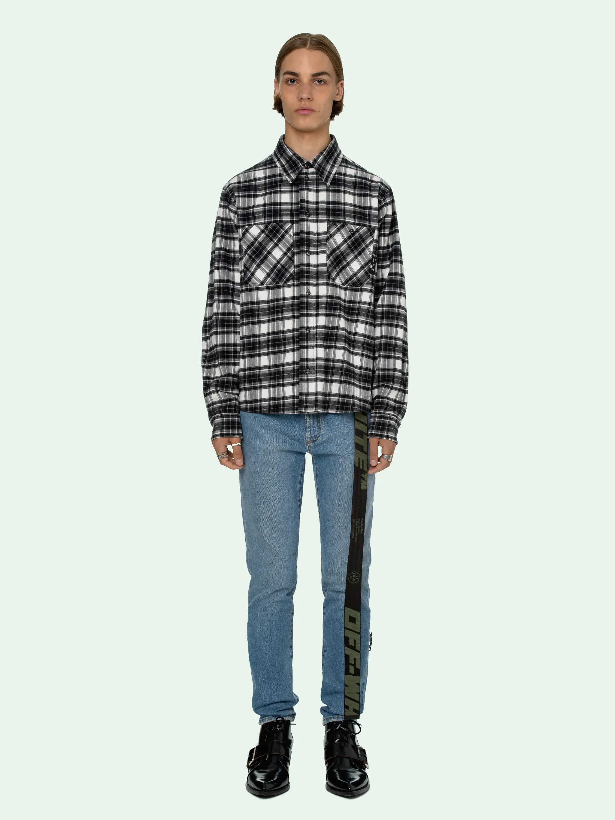 off white flannel check shirt