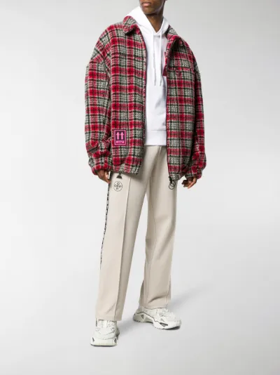 checked fleece jacket