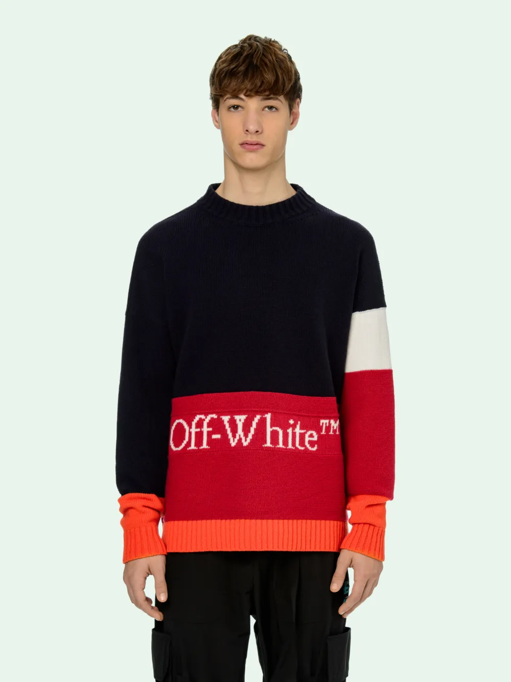 red color block sweater