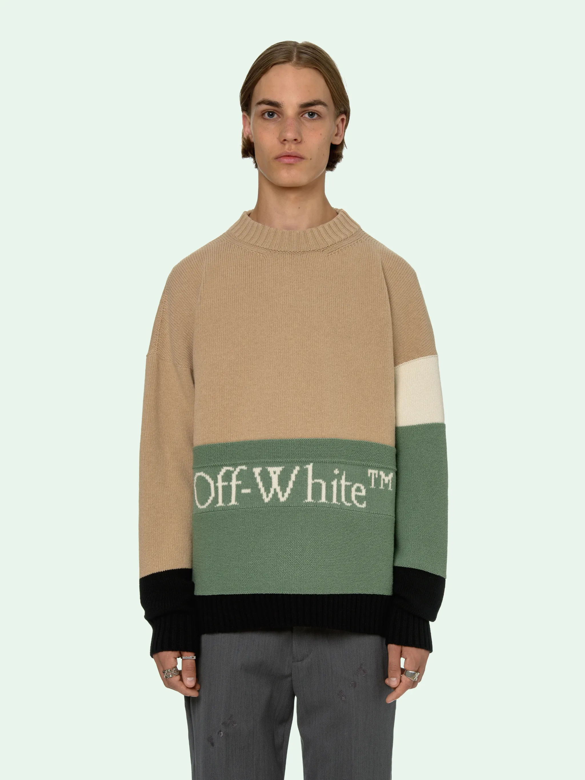 colour-block crew neck jumper | Off 