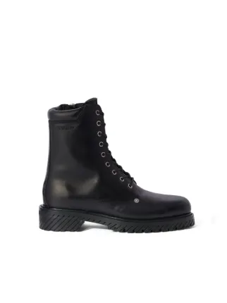 Black combat boots store with white laces