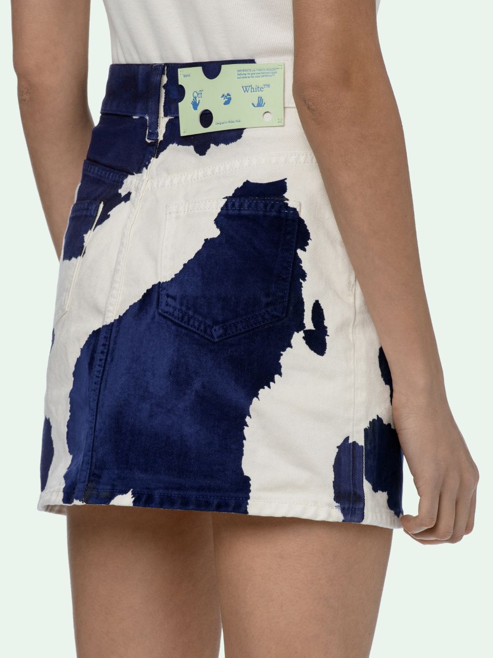 Cow print 2024 denim mini skirt