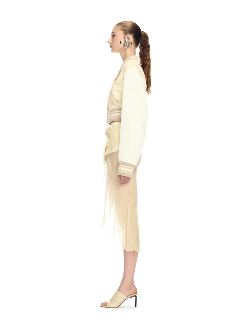 CREAM CAMO LEATHER CROPPED VARSITY JACKET