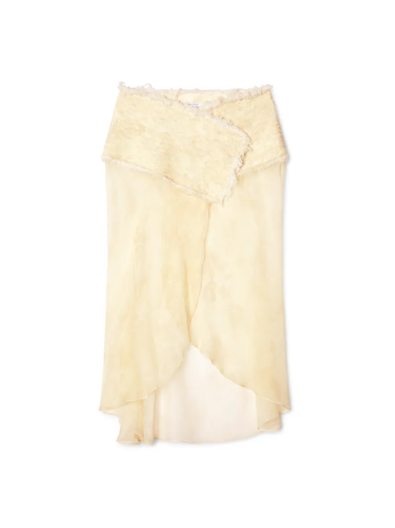 CREAM CAMO SILK SKIRT