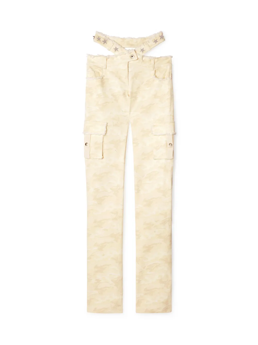 CREMEFARBENE CAMOUFLAGE CROSSOVER GÜRTELHOSE