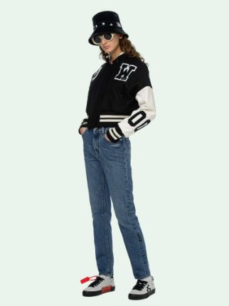 off white cropped bomber jacket