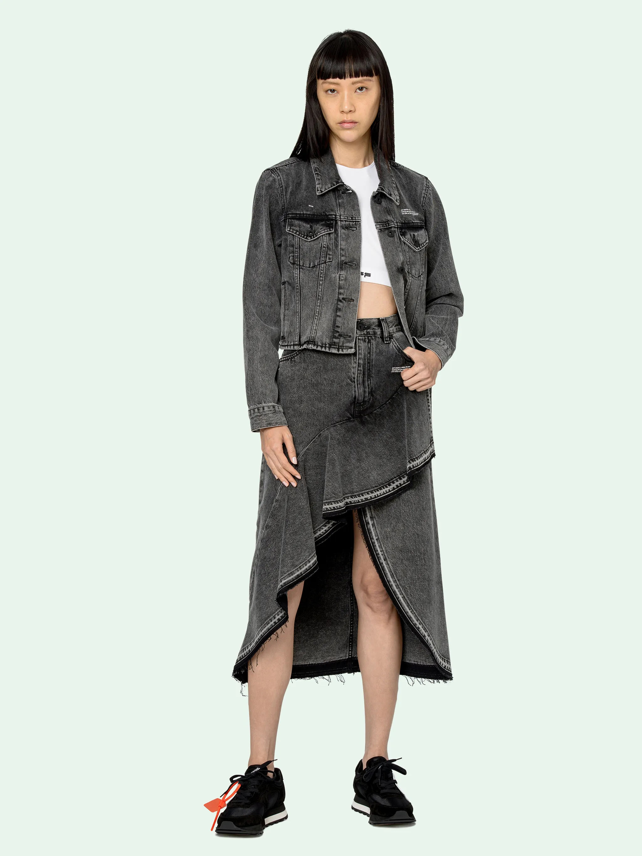 white cropped jacket denim