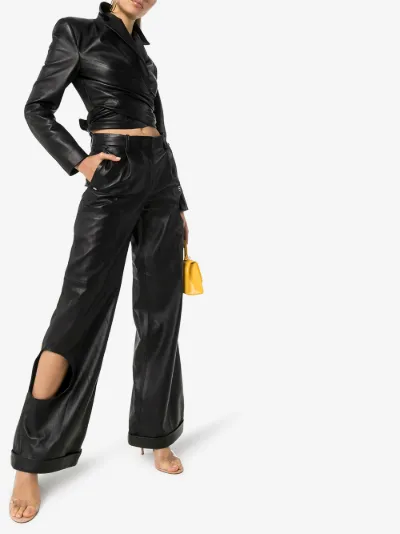 cut out leather pants