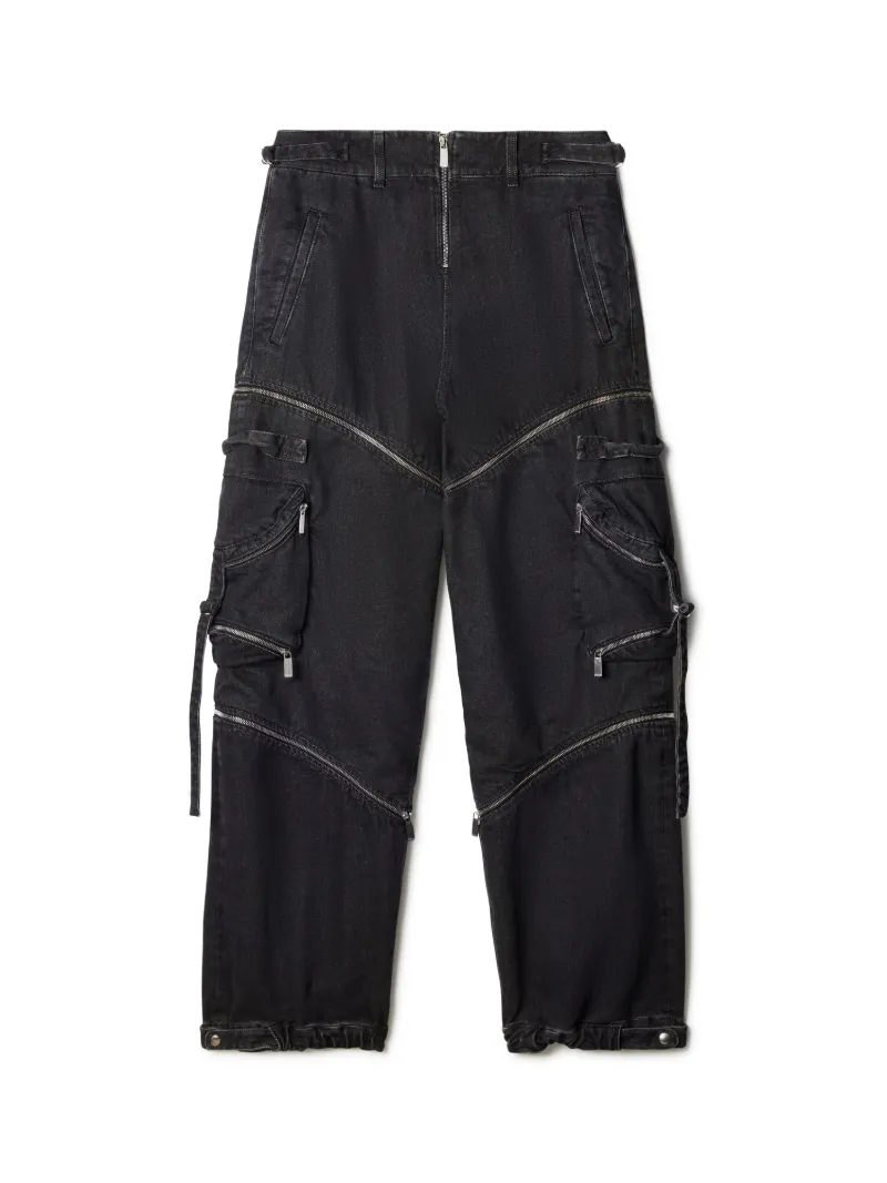 Denim Cargohose mit Reißverschluss