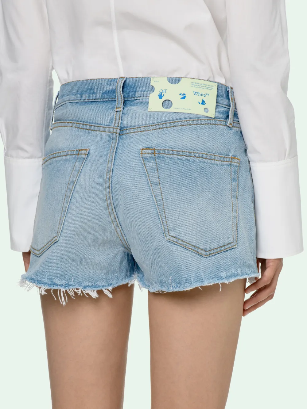 off white shorts blue