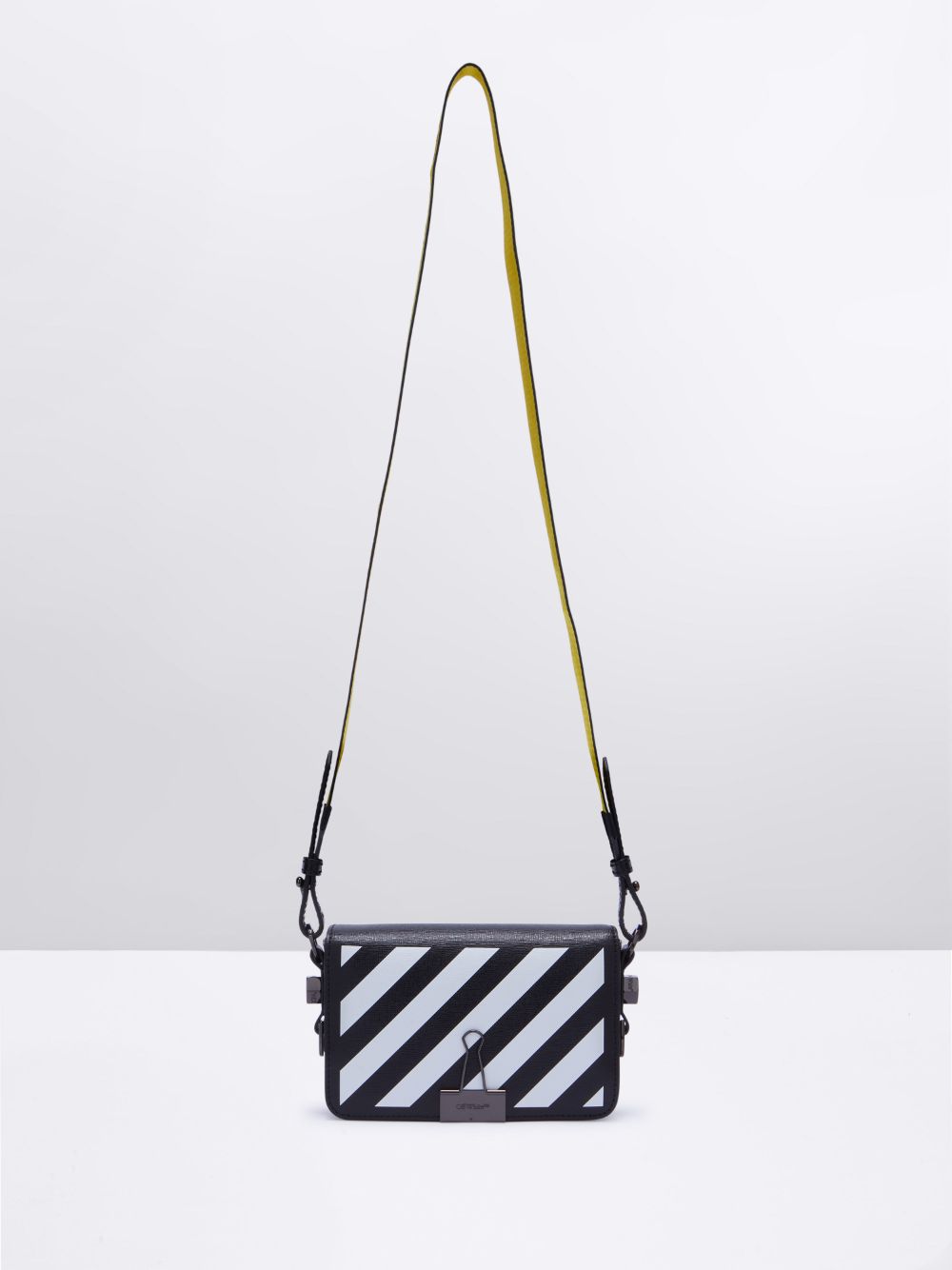 Off White saffiano leather tote bag with diagonal print