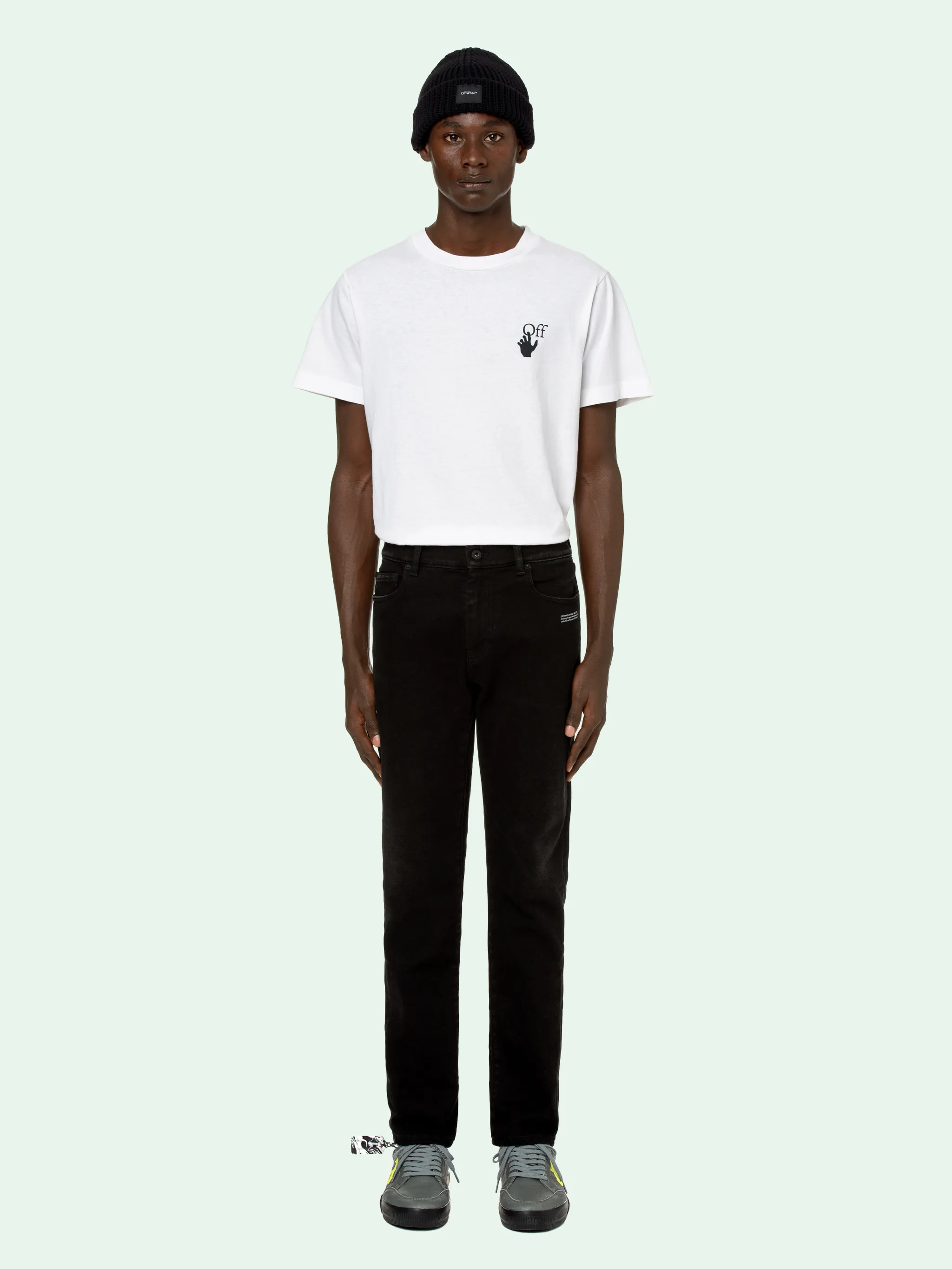 off white diagonal jeans