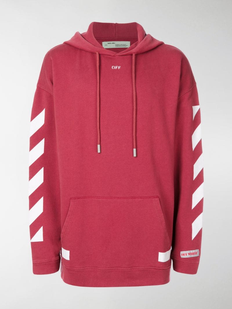 off white red diagonal hoodie