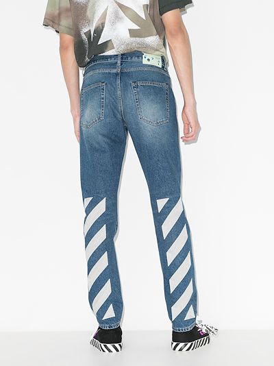 off white jeans with stripes