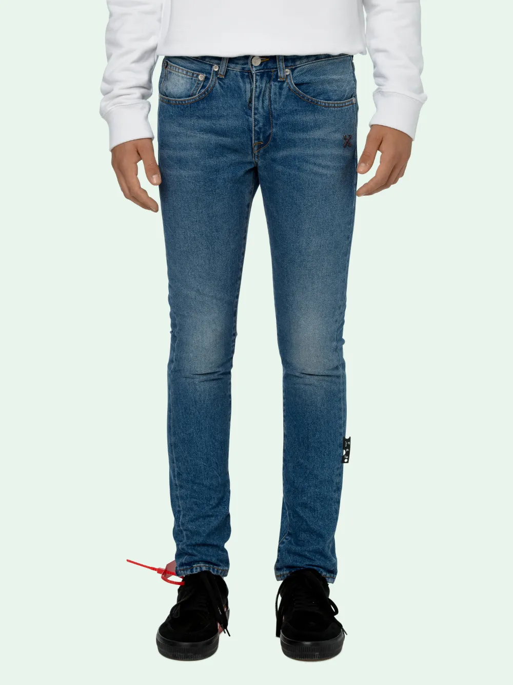 off white diagonal jeans