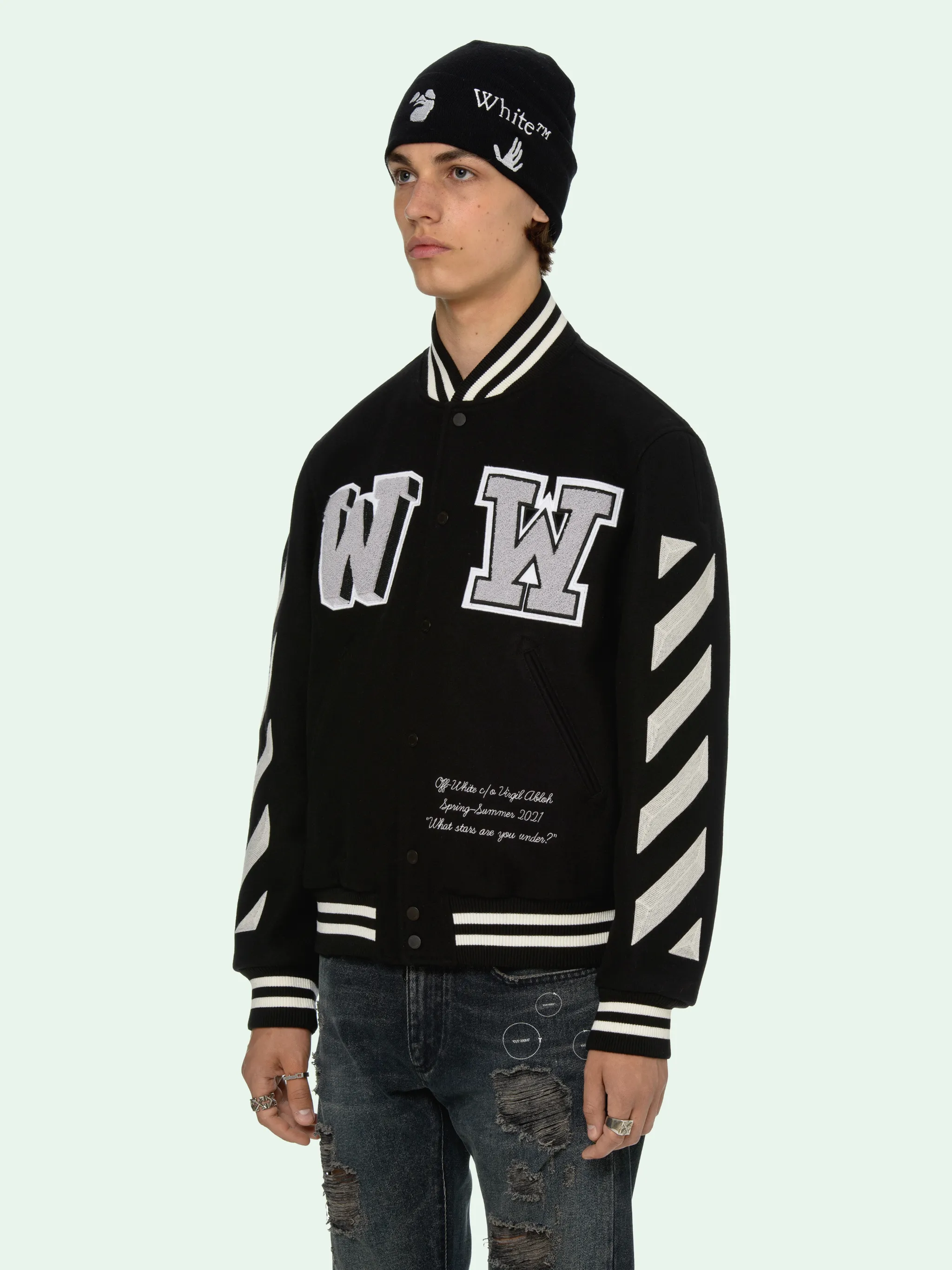 off white diagonal varsity