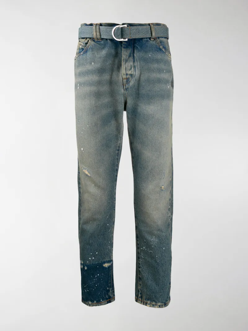 Off-White distressed straight-leg jeans 