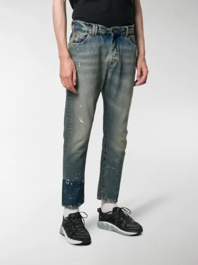 off white straight leg jeans