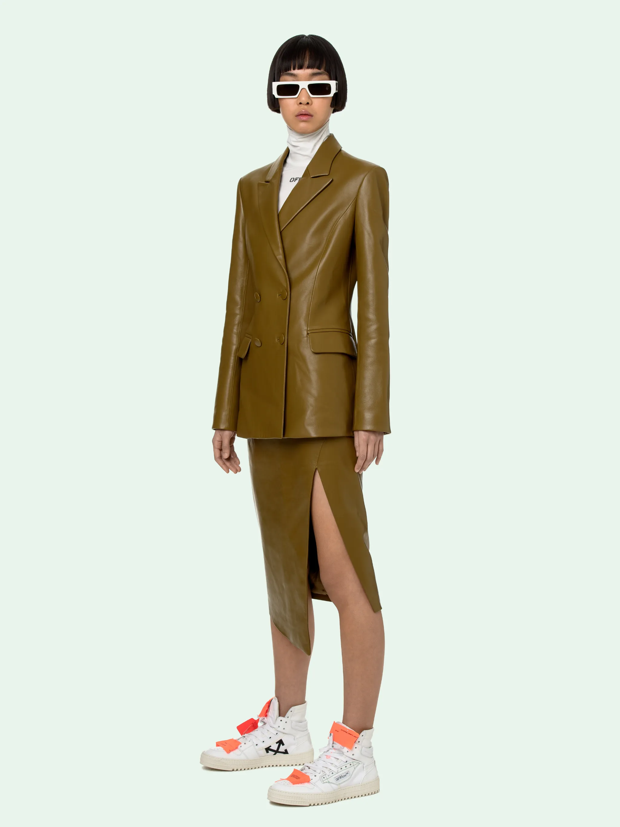 off white double breasted blazer