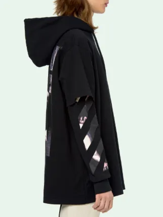 Off white double sleeve hot sale hoodie