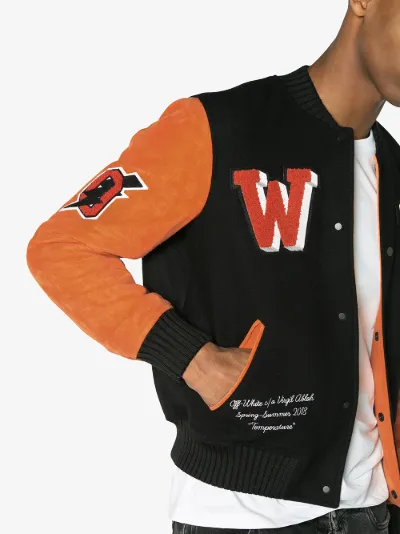 off white temp letterman jacket