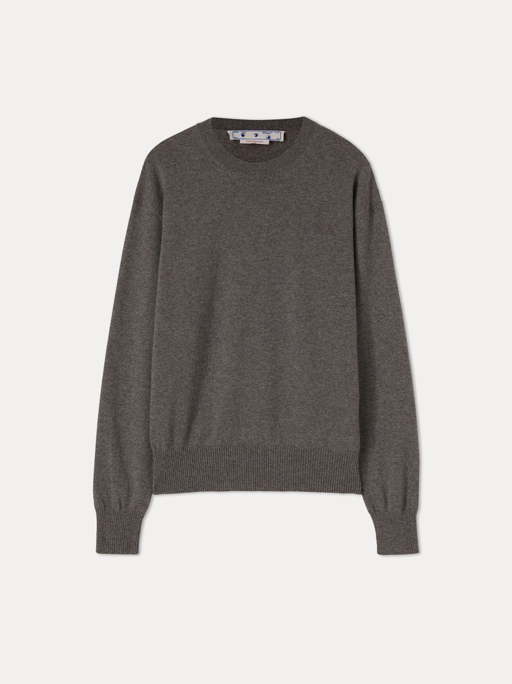 embroidered logo crew neck jumper in grey | Off-White™ Official US