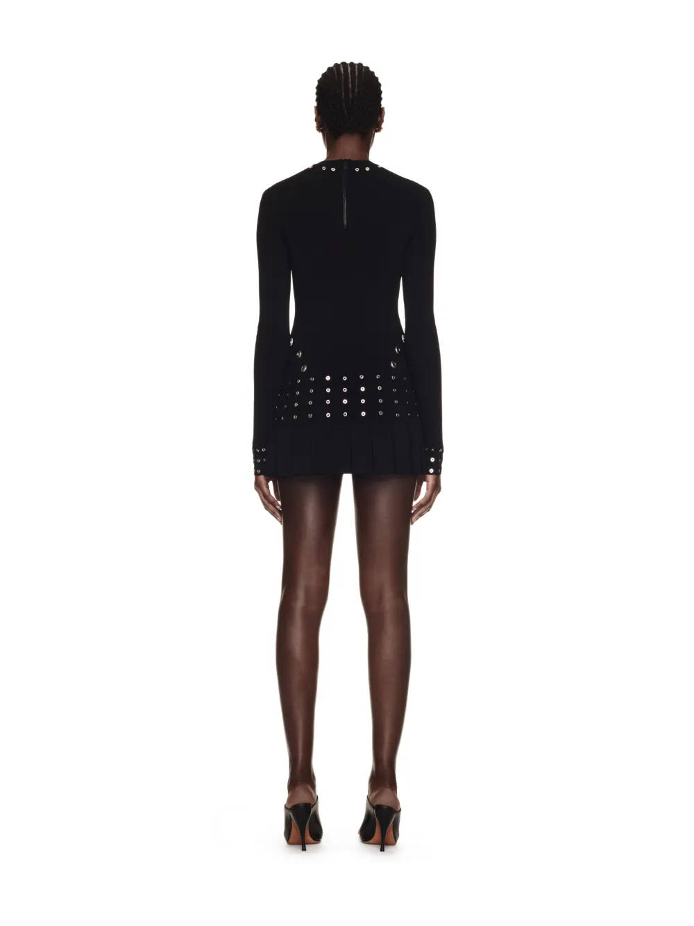 ワンピース OFF-WHITE WOMEN Eyelet Pleated Mini Dress Black Eyelets Pleated Mini Dress in black | Off-White™ Official US