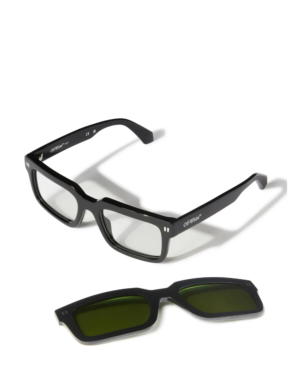 BLACK/GREEN CLIP-ON 2 SUNGLASSES