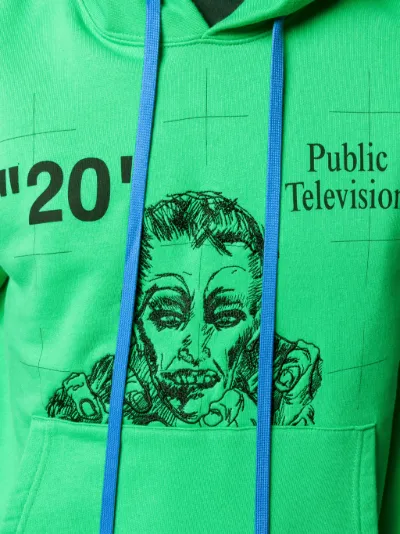 Off-White Felpa con cappuccio Public Television verde | MODES