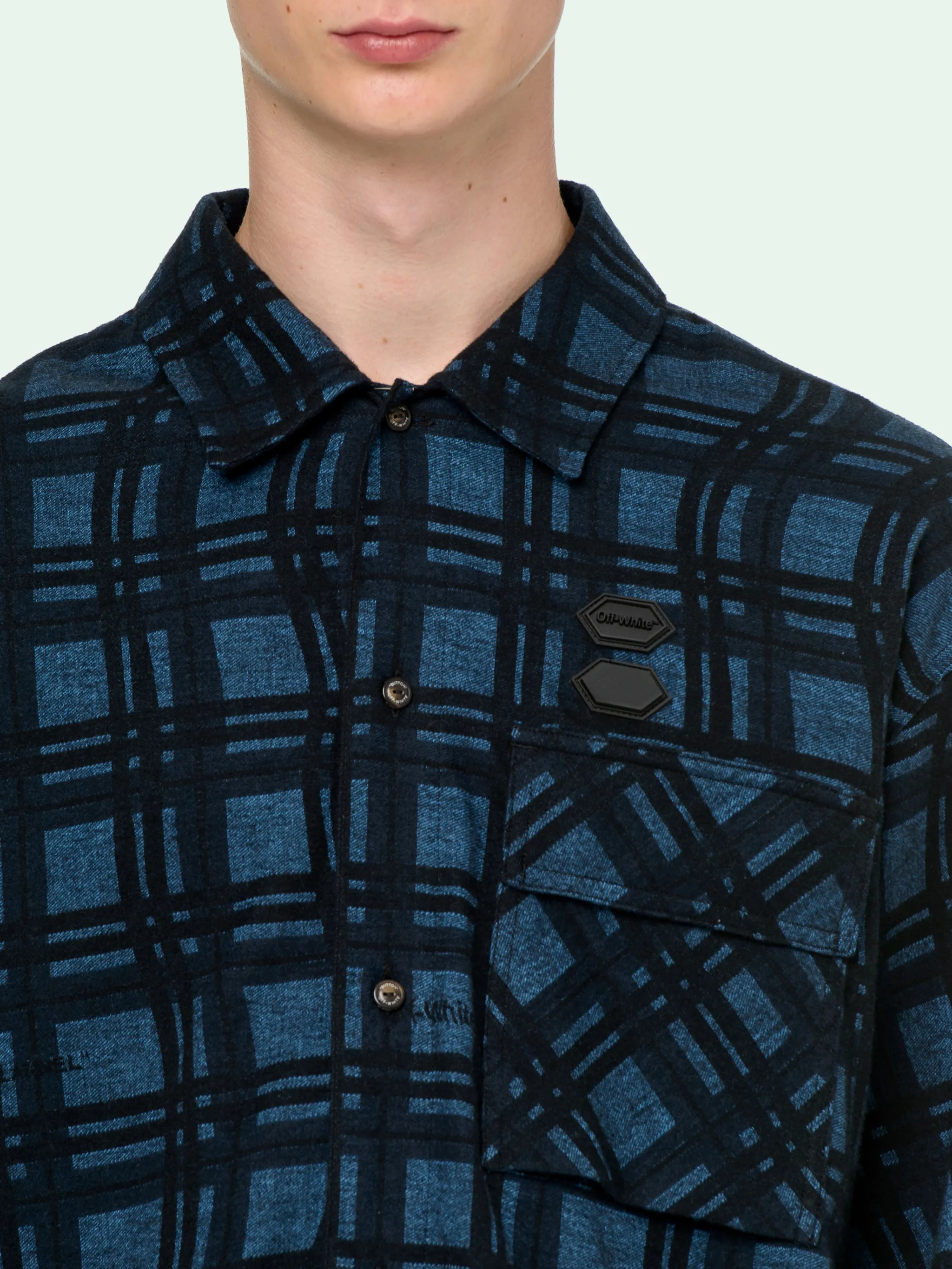 blue off white flannel