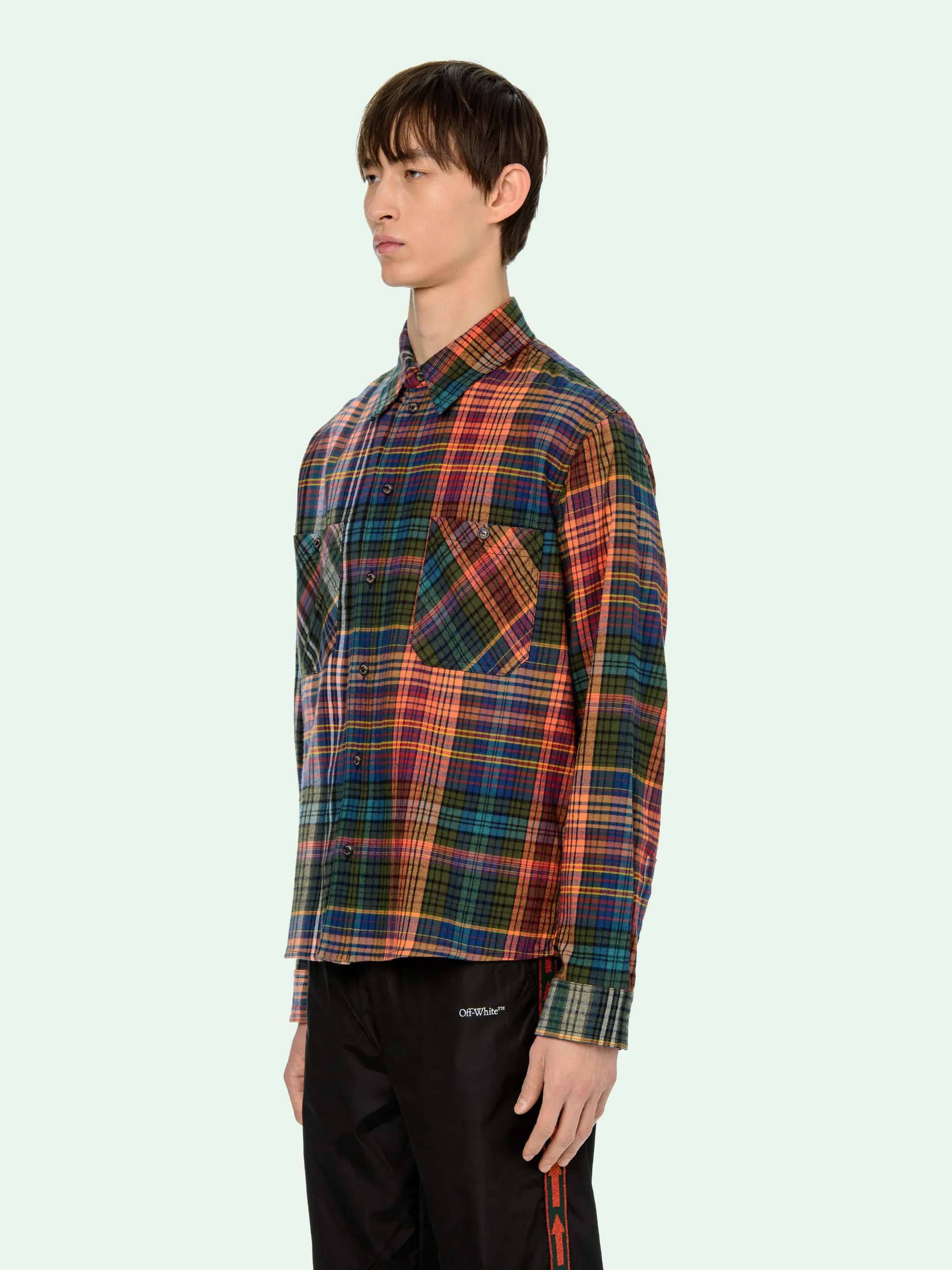 off white flannel check shirt