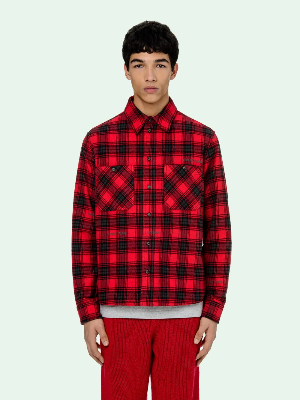 off white check shirt red