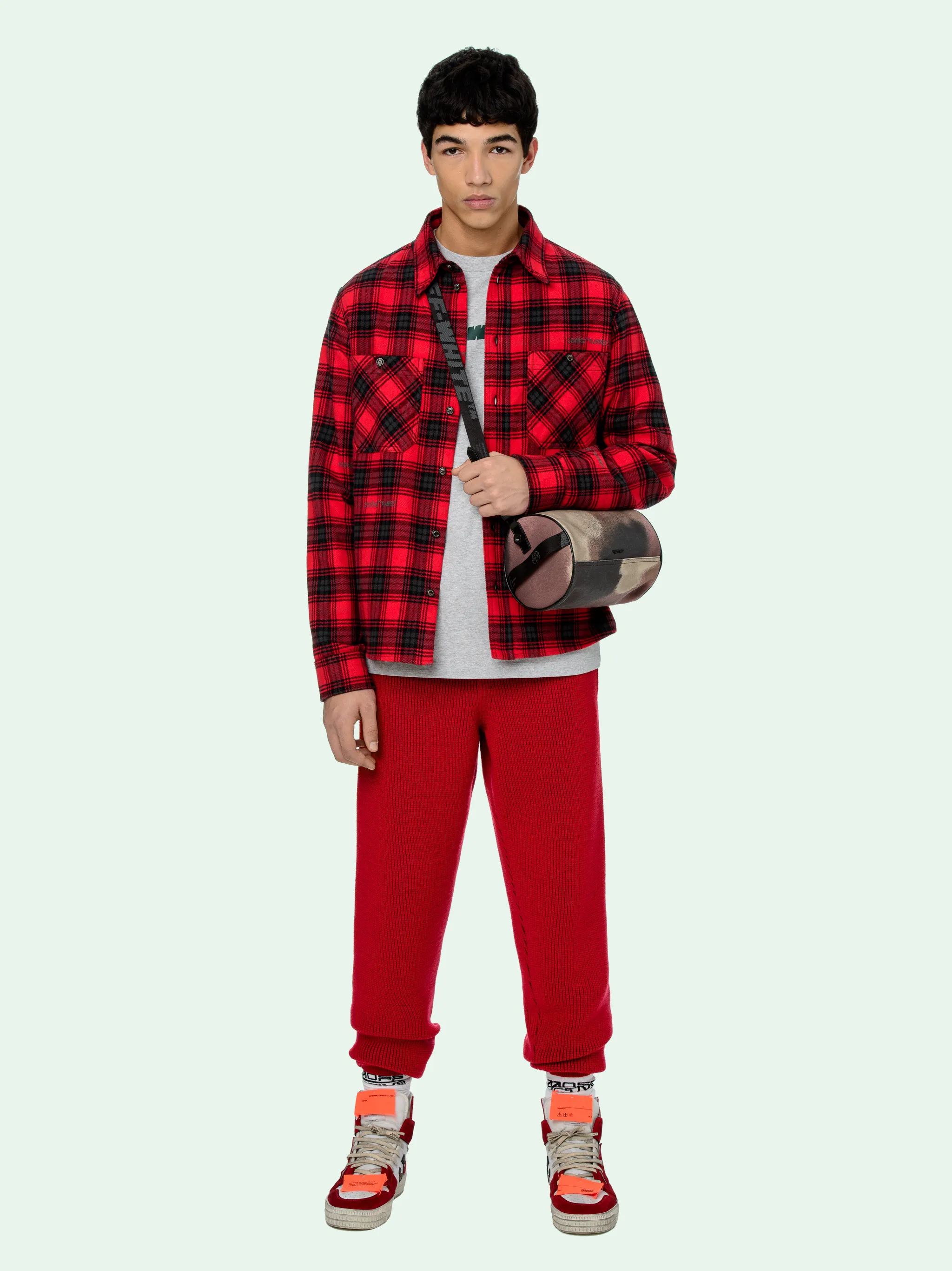 off white check shirt red