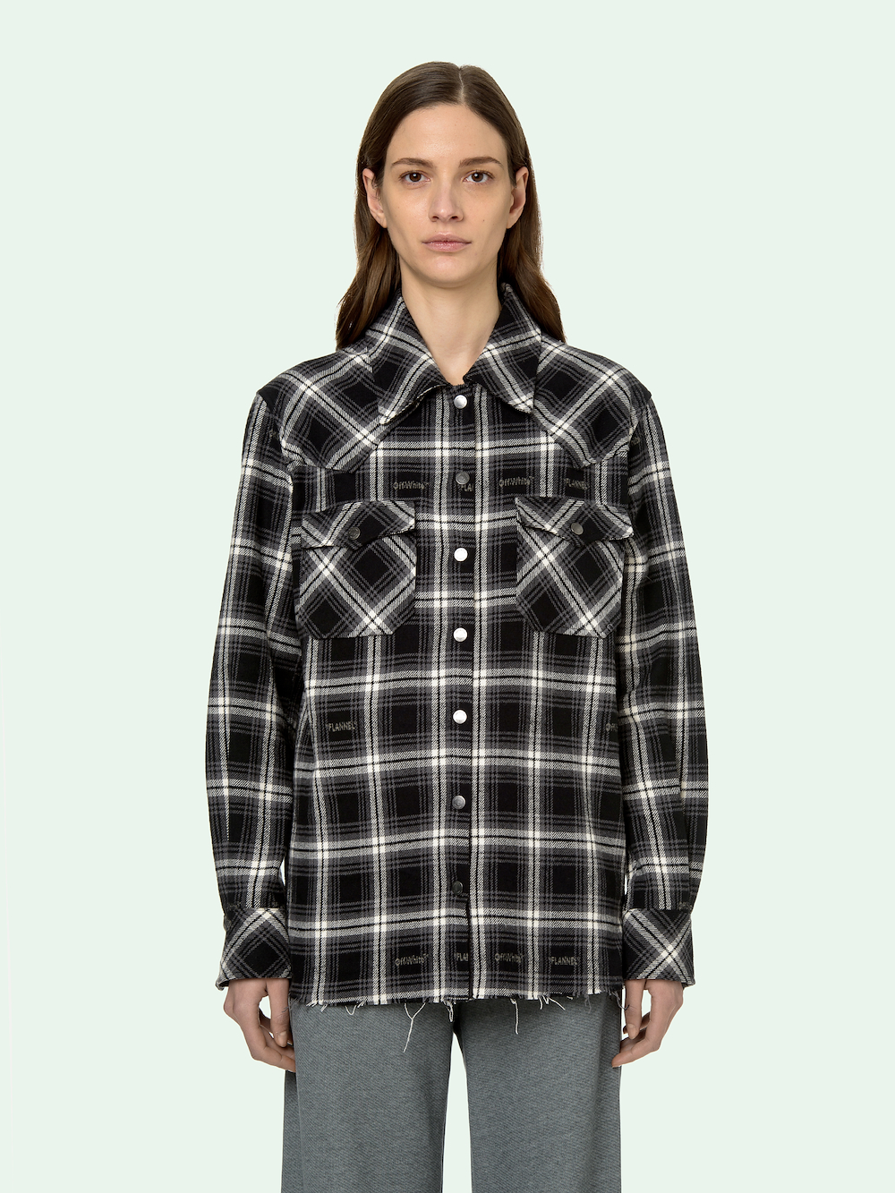 women white flannel shirt
