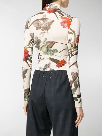 white floral turtleneck
