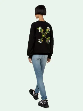 Off white hoodie online with flowers