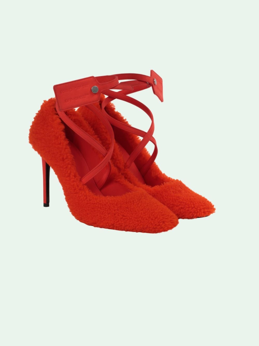 FURRY ZIP TIE PUMPS in orange Off White Official PH