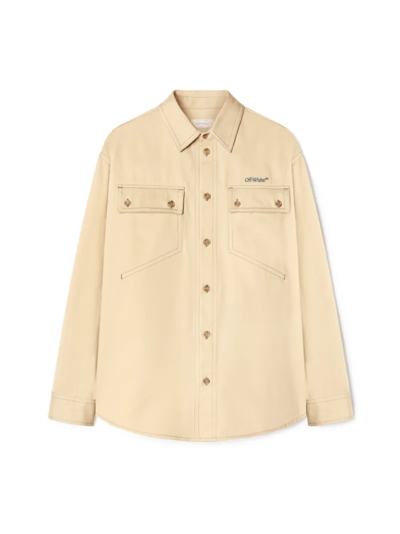 GIACCA-CAMICIA MILITARY BEIGE CON IMPUNTURE