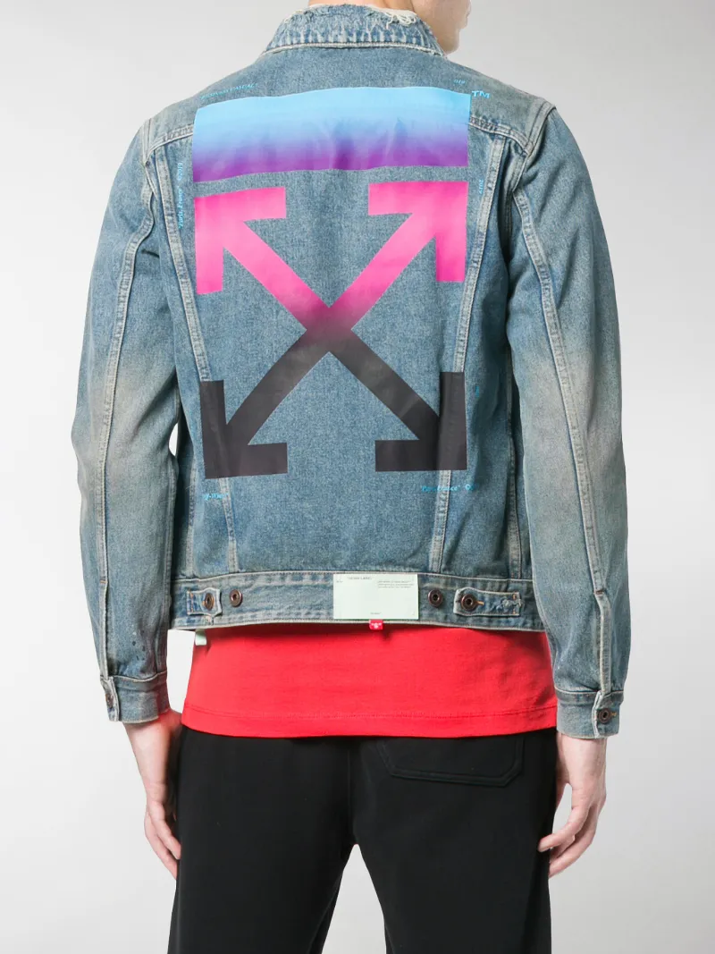 Off-White Giacca jeans con stampa grafica blu | MODES