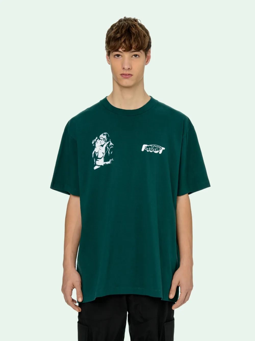 off white green tee